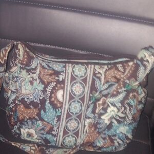 Vera Bradley Brown and Blue Floral Shoulder Bag